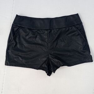 Large Rewash Black High Waist Vegan Leather Bootie Shorts Punk Festival Rave